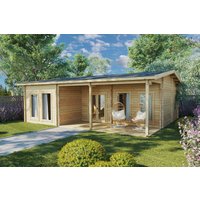 Blockhaus mit drei Schlafzimmern “Hansa Holiday D” 9x8m | Blockhaus als Ferienhaus kaufen | Großes Gartenhaus aus Holz mit Schlafboden Unkategorisiert online kaufen