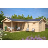Gartenhaus mit Sauna und Terrasse “Hansa B” 7x7m | Gartenhaus mit Sauna | 3x7m großes Gartenhaus mit Anbau mit Sonnendach, mit Terrasse, mit Sauna Unkategorisiert online kaufen
