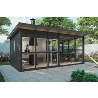 Grillpavillon mit Terrasse “Elias” 6x4m | 6x4m großes Gartenhaus mit Grill | 4x6m großes Gartenhaus aus Holz | Grillpavillon mit Sonnendach, mit Terrasse Unkategorisiert online kaufen