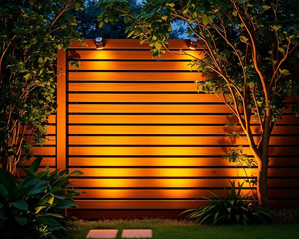 Gartensichtschutz mit Solarbeleuchtung