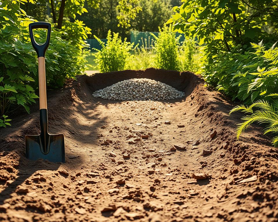 Gartenweg Untergrund vorbereiten