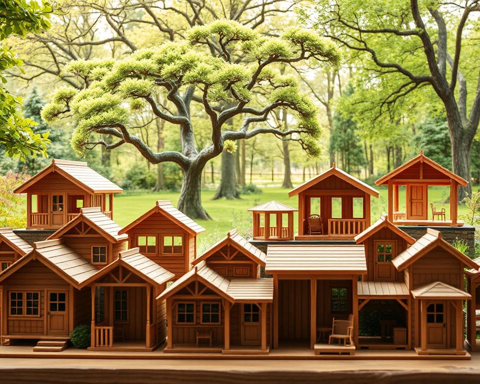 Verschiedene Holz-Gartenhaus Modelle