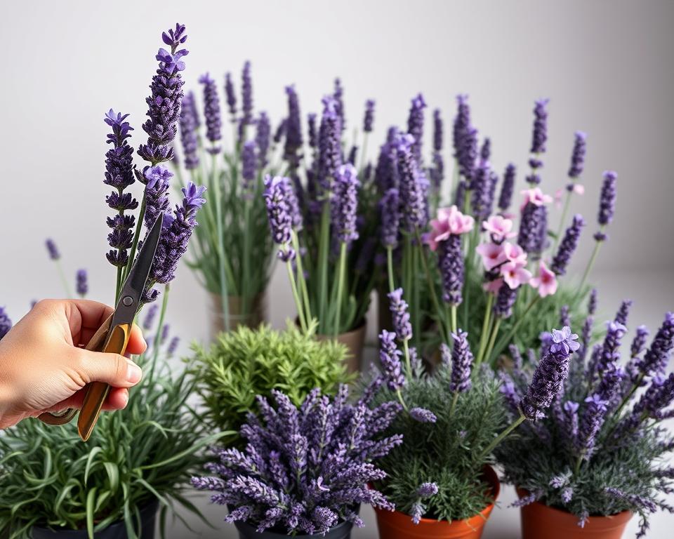 Verschiedene Lavendelsorten schneiden