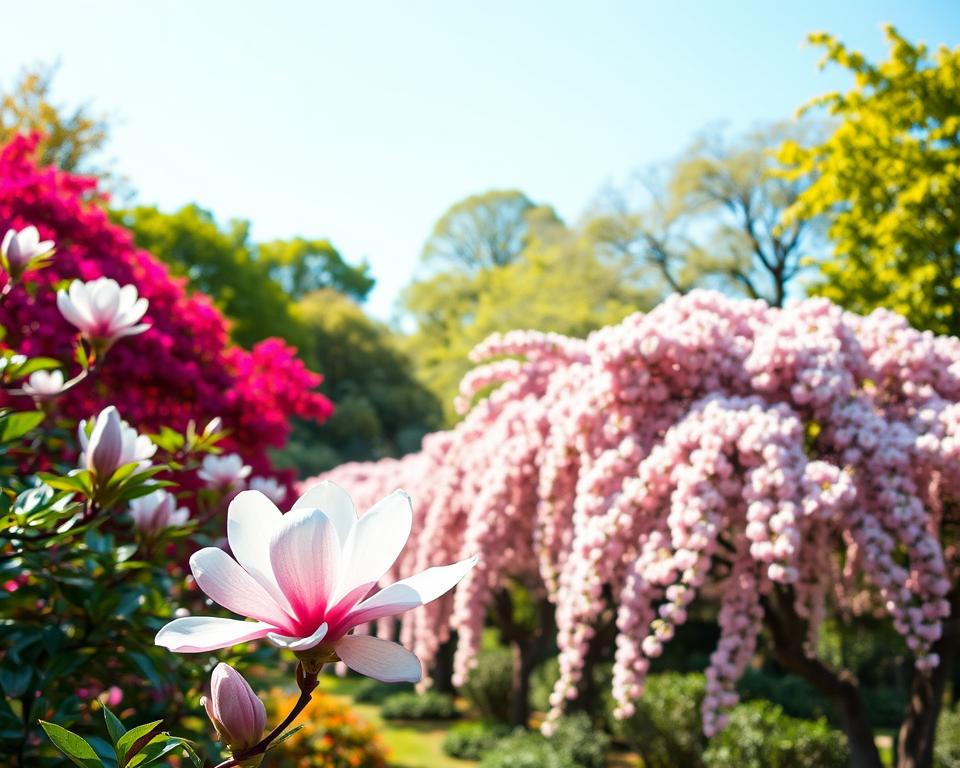 Blühende Gartenbäume in voller Pracht