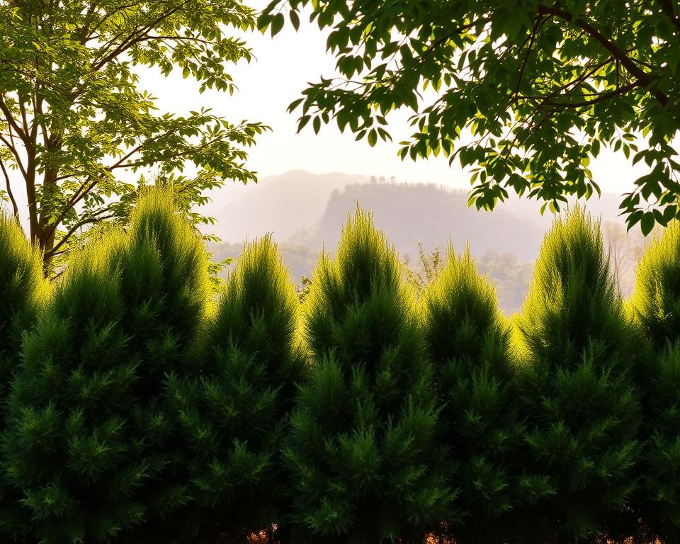 Immergrüne Gartenbäume Sichtschutz