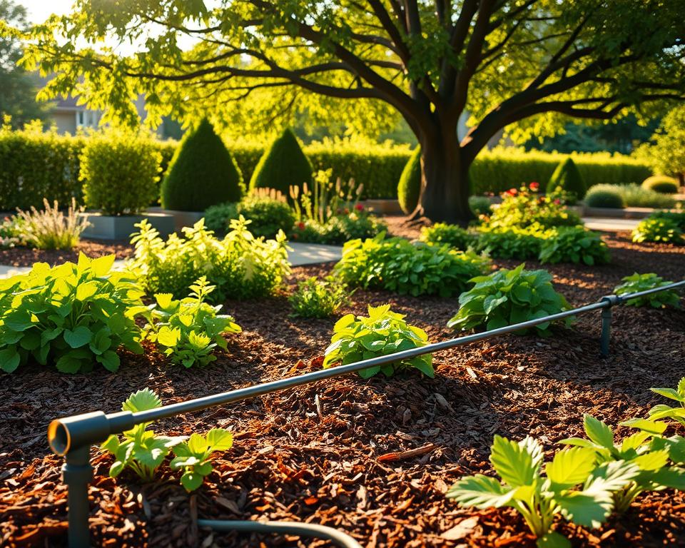 Effiziente Gartenpflege mit Mulch und Bewässerung