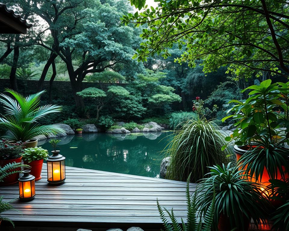 Kreative Elemente Teich Terrasse Dekoration